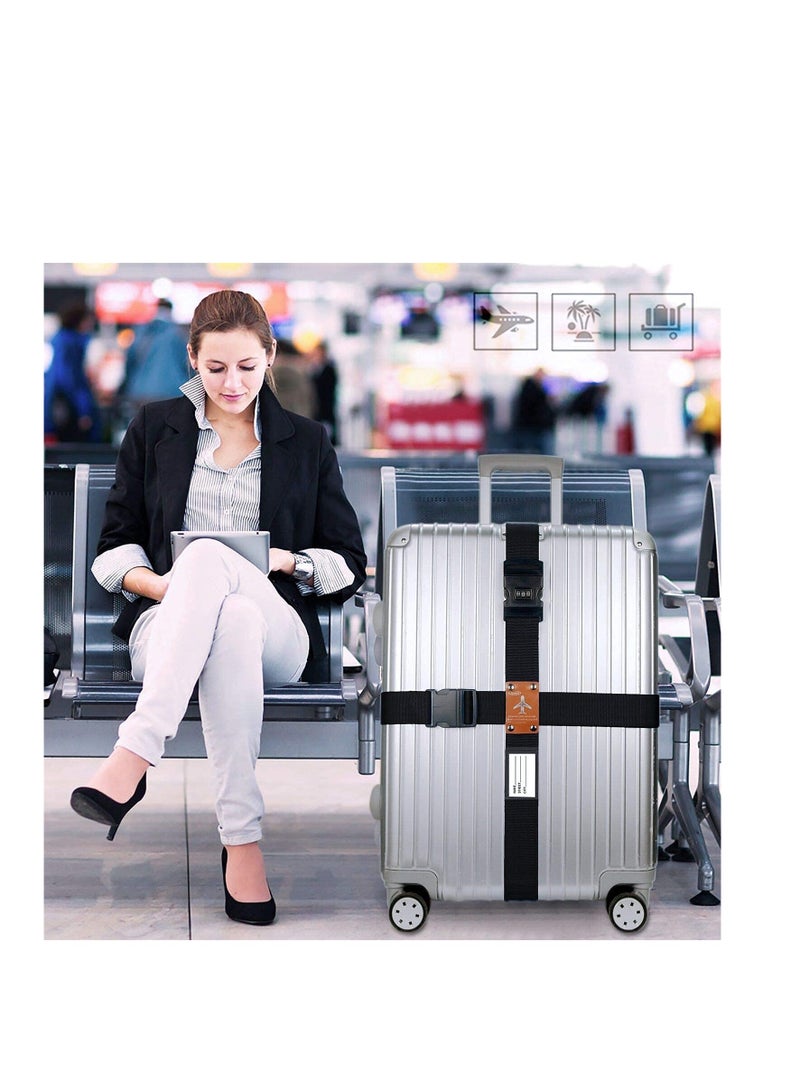 SYOSI 2 Pack Luggage Straps for Suitcases Packing Straps Travel Accessories Adjustable Suitcase Belts Travel Accessories for Safely Closing the Suitcases While Travelling and Marking Luggage Black - Image 3