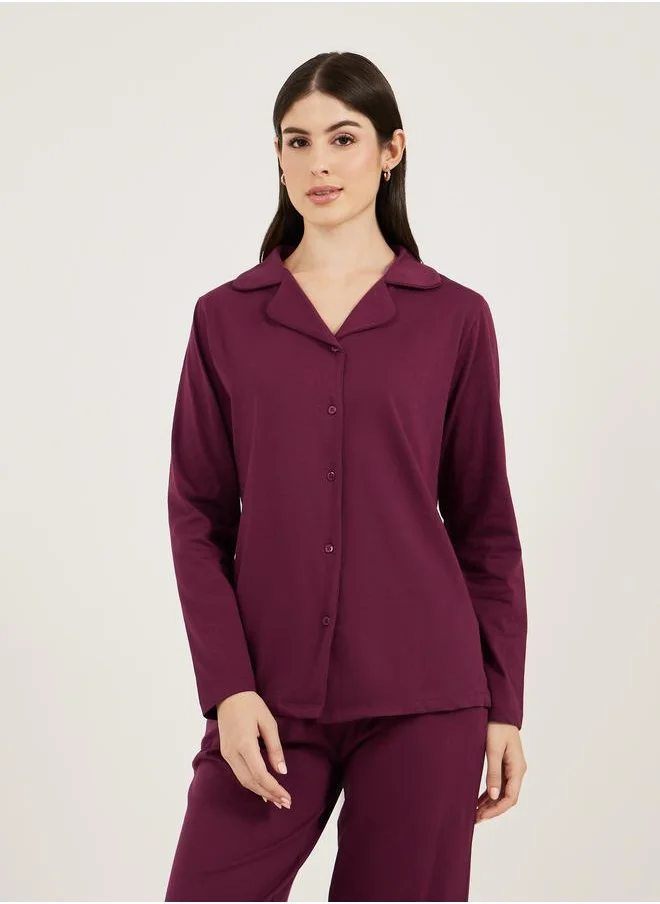 Styli Styli Cotton Jersey Long Sleeves Shirt and Pyjama Set