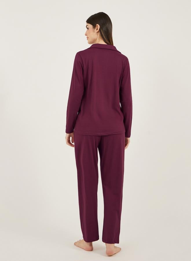 Styli Styli Cotton Jersey Long Sleeves Shirt and Pyjama Set  - Image 4