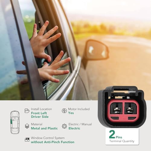 YHTAUTO Front Driver Side Power Window Regulator With 2-Pin Motor Assembly for Ford F-150 2004-2008, Standard/Crew Cab - Image 3