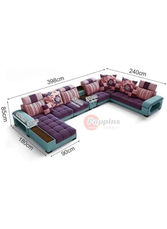 Poppins Home Poppins HOME Sofa set furniture new L shape modern simple furniture set design large sofa sectional combination sofa (Sky Blue) - Image 2