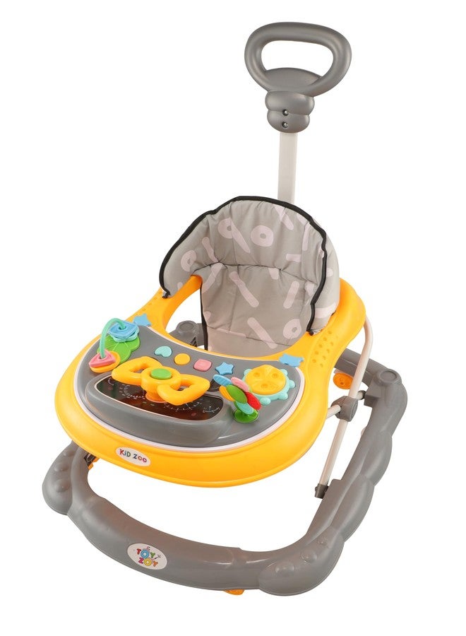 JoyRide Kidzoo BabyGo Musical mini Explorer Walker Compact Foldable Activity Walker with Adjustable Height & Parental Handle for Boys|Girls Age 6+ Months Yellow - Image 2