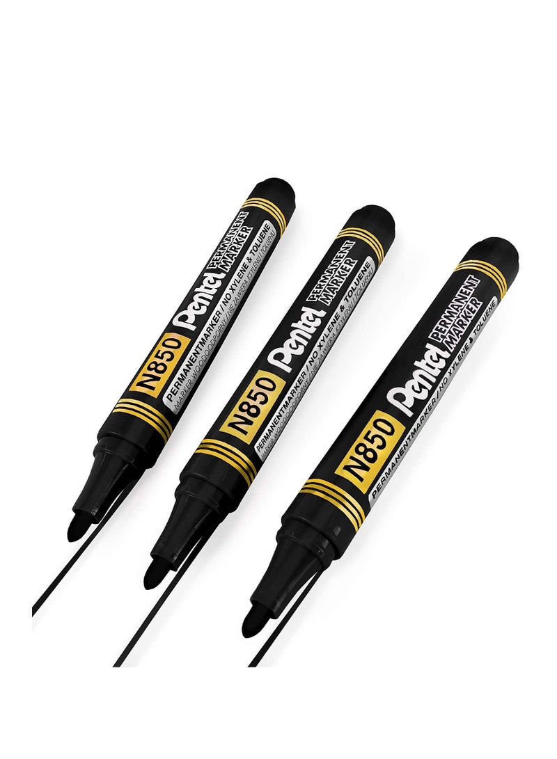 Pentel 3-Piece Permanent Marker Bullet Tip Black Ink - Image 1