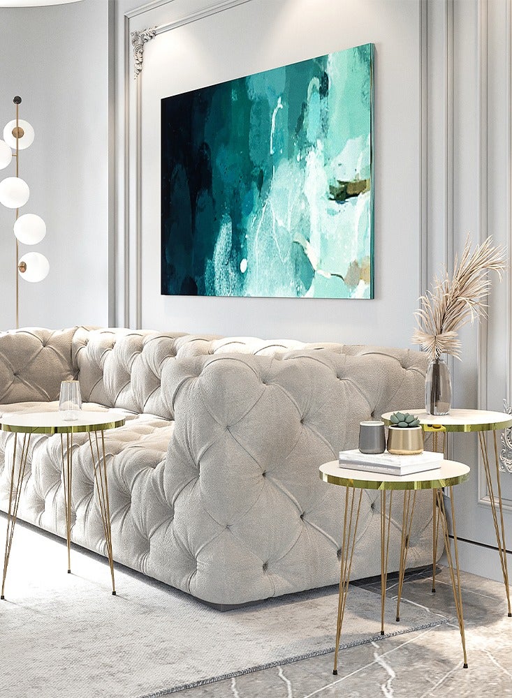 DANTA HOME 3-Piece Coffee And Tea Side Service Tables Suitable For Guest Room, Office Or Sofa Side Table - White/Gold - Image 2