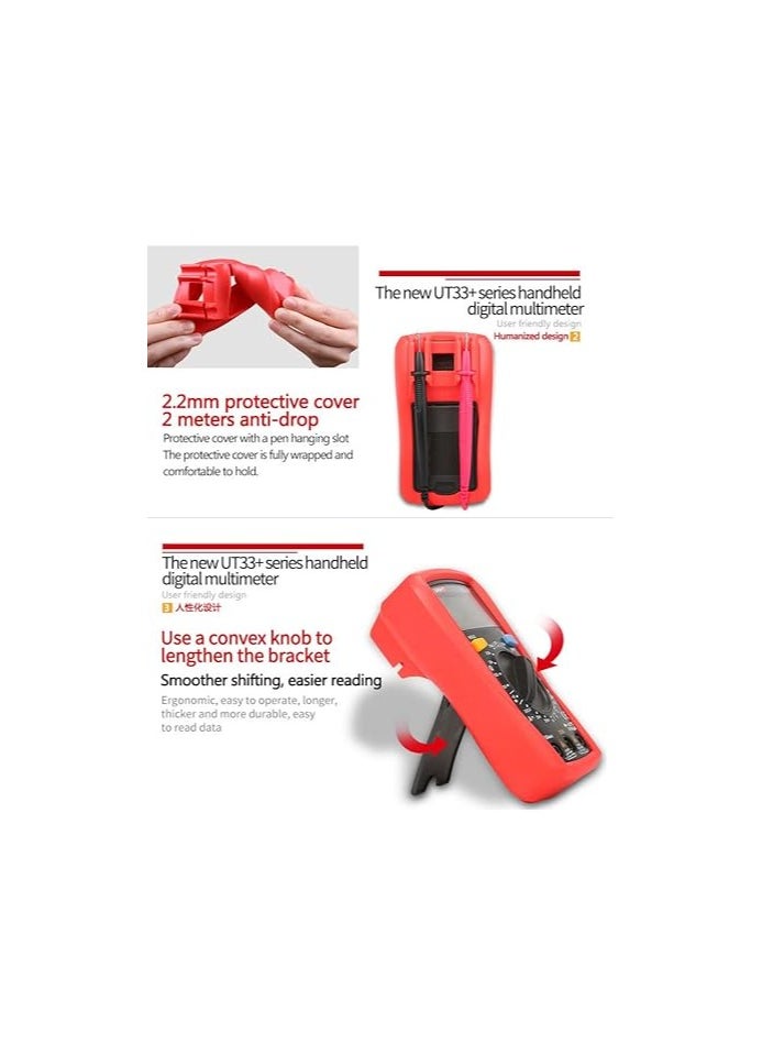 UNI-T digital multimeter UT33D+, high accuracy, equipped with non-contact voltage detection function, clear display screen, comfortable design, ideal for maintenance and repair in electrical and electronic projects."UNI-T UT33D+ Digital Multimeter Auto Range Palm Size AC DC Voltmeter Ammeter Resistance Capatitance Tester  - Image 4