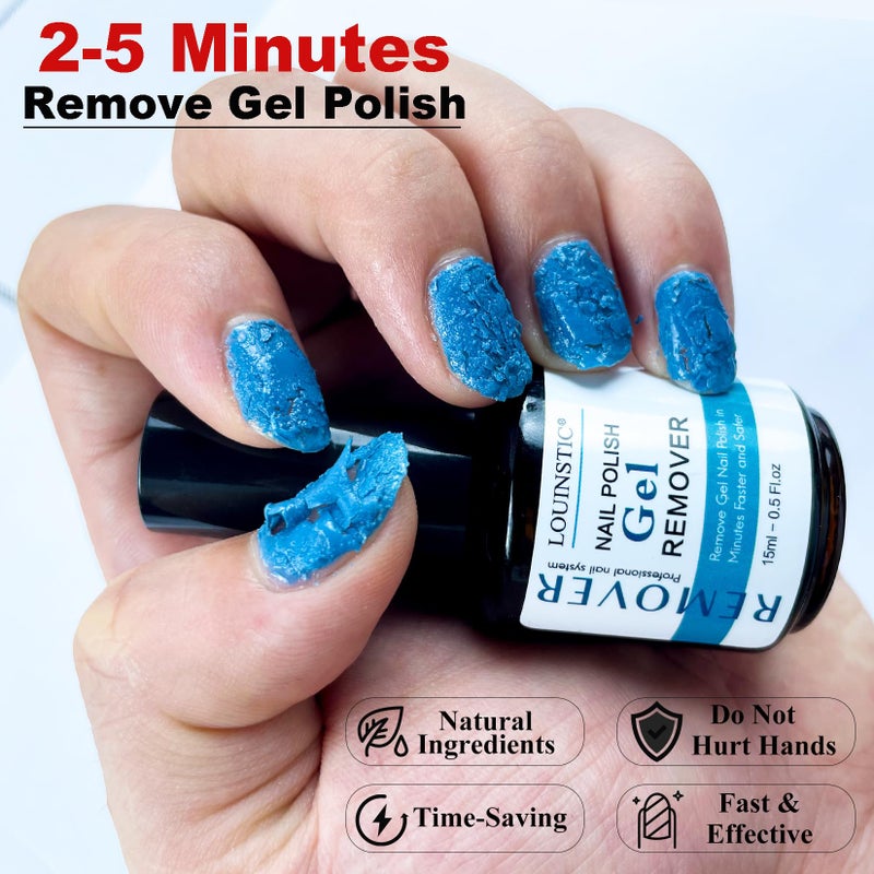 LOUINSTIC Gel Nail Polish Remover - Gel Polish Remover Kit with Cuticle Oil & Latex Tape & Colored Peel Off Manicure Tools, Gel Remover for Nails 2-5 Minutes, No Soaking,Wrapping - Image 4