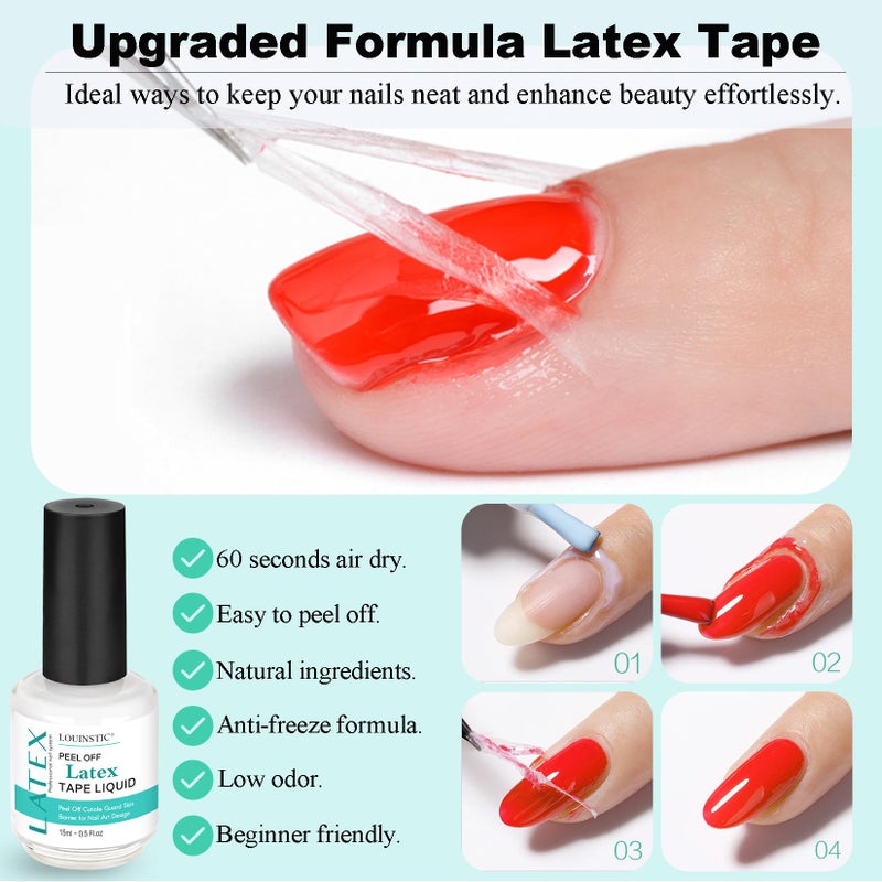 LOUINSTIC Gel Nail Polish Remover - Gel Polish Remover Kit with Cuticle Oil & Latex Tape & Colored Peel Off Manicure Tools, Gel Remover for Nails 2-5 Minutes, No Soaking,Wrapping - Image 5
