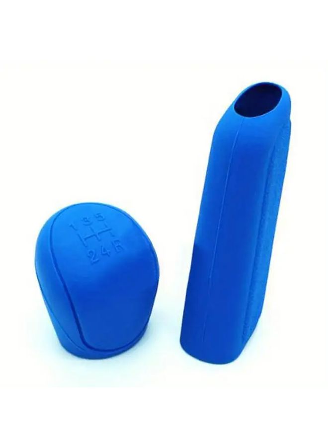 2pcs Yellow Pu Leather Gear Shift Knob Cover And Handbrake Grip Set Anti Slip Car Silicone Gel Sleeve Protector For Manual Transmission Vehicles - Image 3
