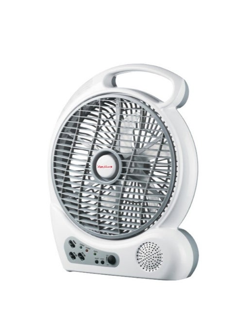 SG-4067 10 Inch Rechargeable Table Fan with Radio and LED Light