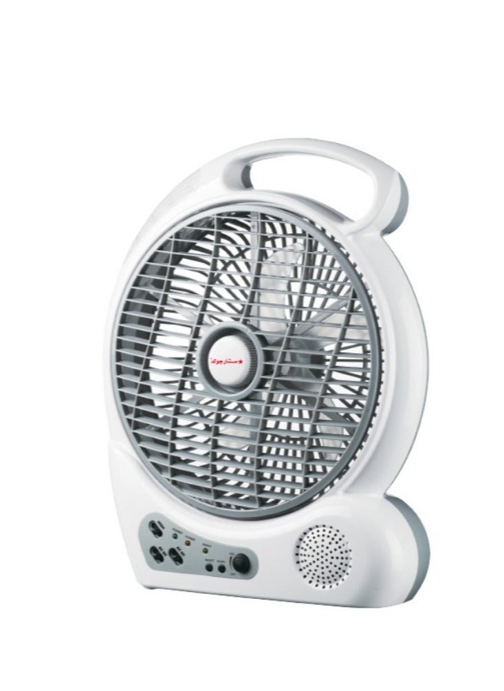 Stargold SG-4067 10 Inch Rechargeable Table Fan with Radio and LED Light  - Image 1