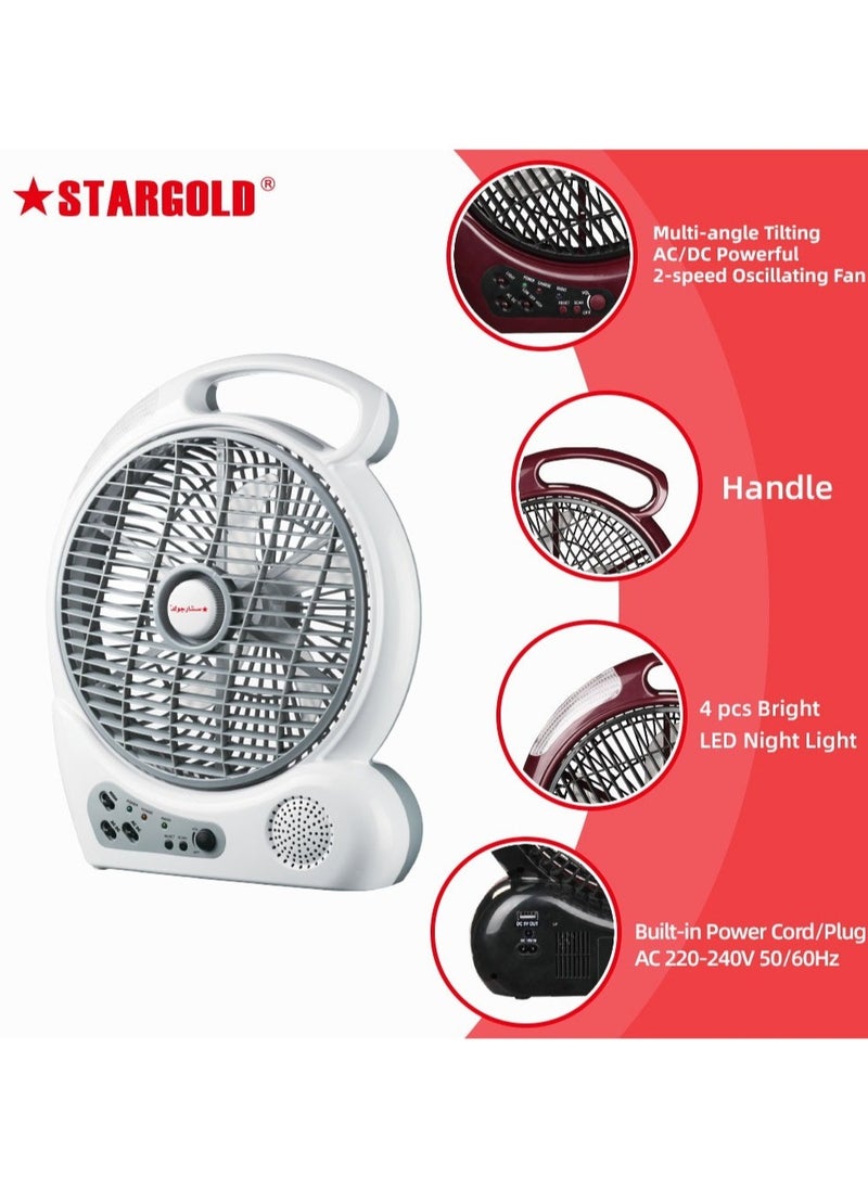 Stargold SG-4067 10 Inch Rechargeable Table Fan with Radio and LED Light  - Image 2