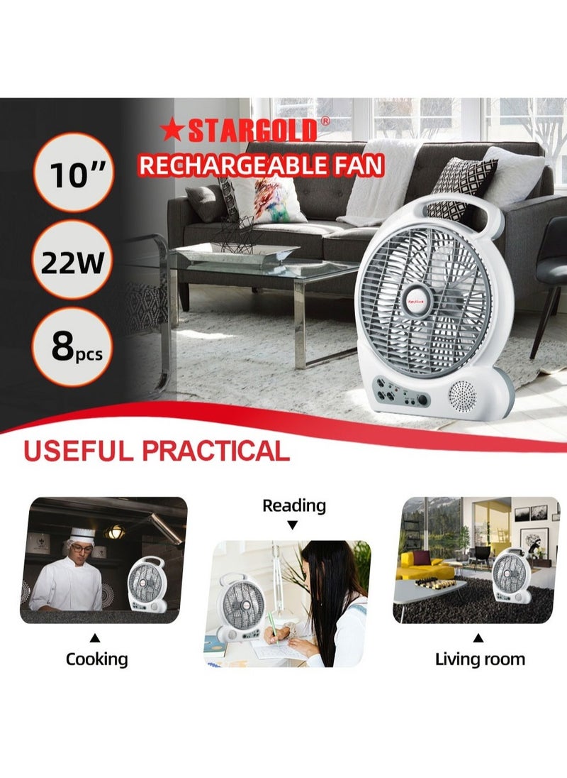 Stargold - SG-4067 10 Inch Rechargeable Table Fan with Radio and LED Light - Image 1