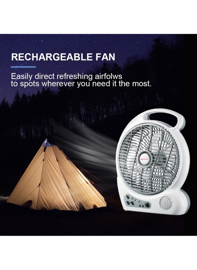 Stargold - SG-4067 10 Inch Rechargeable Table Fan with Radio and LED Light - Image 1