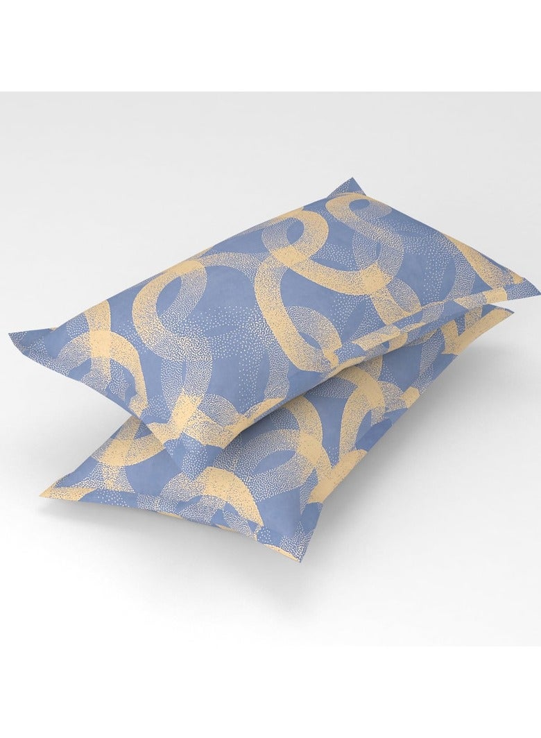 BSB HOME Premium Glace Cotton 180 TC King Fitted Bedsheet Set with 2 Pillow Covers 200 x 180 + 25.4 cm – Blue/Yellow - Image 4