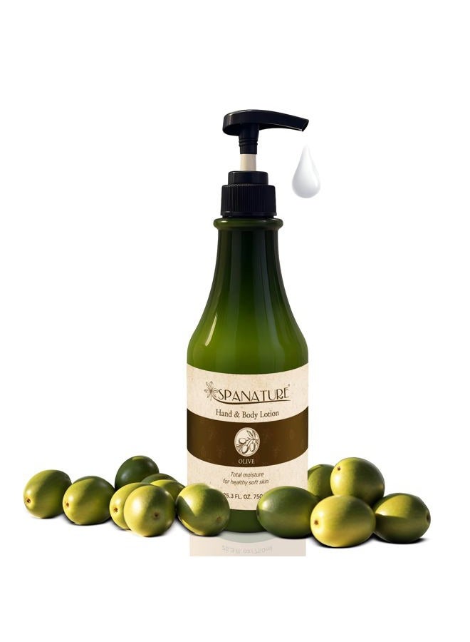 spanature Olive Hand & Body Lotion - Daily Moisturizing Body Lotion for Moisturizing, Restoring and Nourishing the Skin- 750ml/25oz with Pump, Made in Korea - Image 1