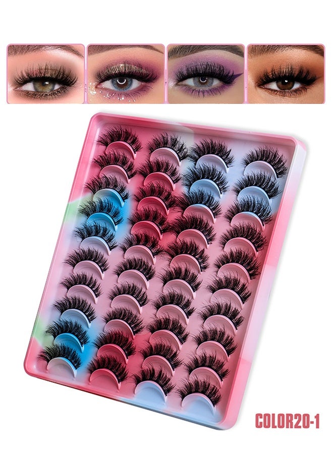 Generic 20 Pairs False Eyelashes, Imitation Mink False Eyelashes, Lightweight Natural Volume False Eyelashes Extension, Soft Curly Fake Lashes, Reusable Self Adhesive Lashes Fake Eye Lashes for Daily Wear  - Image 1