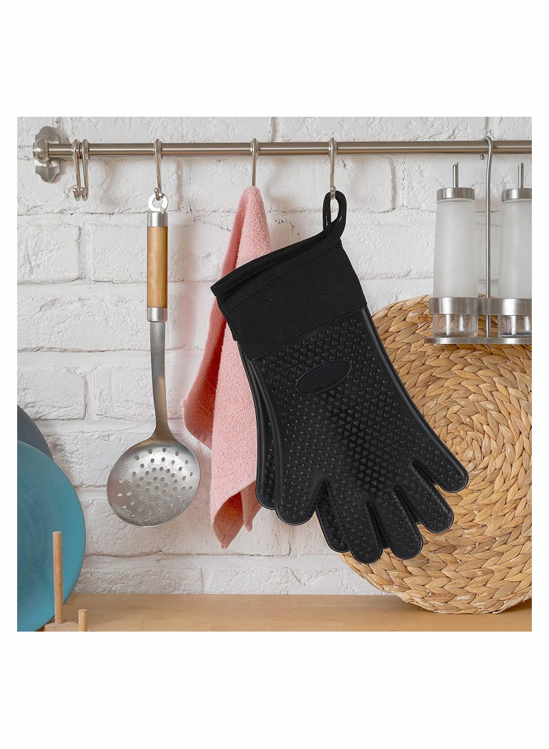 Heat Resistant Silicone Gloves for Cooking and Grilling Waterproof and Flame Retardant  - Image 5