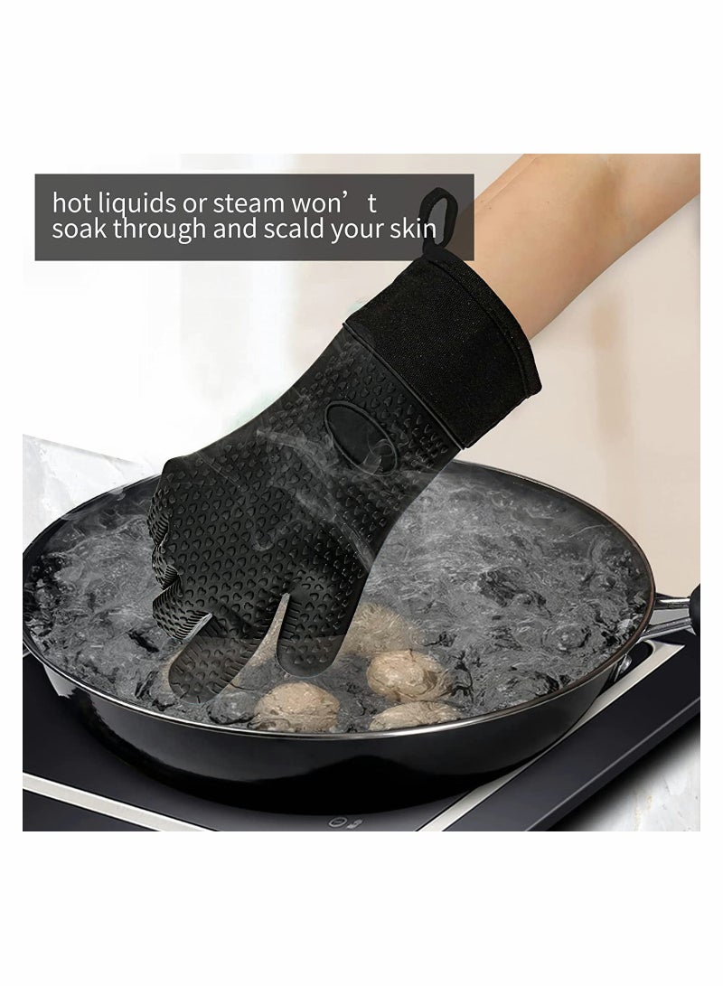 Heat Resistant Silicone Gloves for Cooking and Grilling Waterproof and Flame Retardant  - Image 2