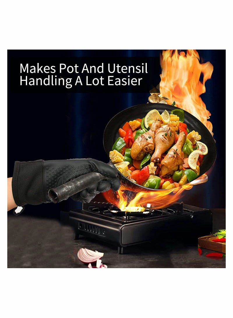 Heat Resistant Silicone Gloves for Cooking and Grilling Waterproof and Flame Retardant  - Image 4