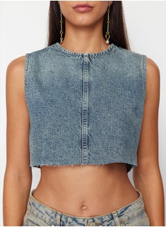 trendyol Blue Backless Denim Bustier TWOSS24BS00016  - Image 4