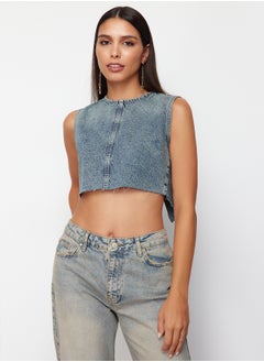 trendyol Blue Backless Denim Bustier TWOSS24BS00016  - Image 3