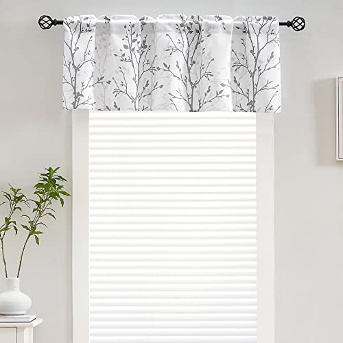 Luvyohmee Tree Branch Printed Curtain Valance, 18 inches Long Window Treatment Valance, Grey Window Valances for Kitchen, Bathroom, Dining Room, Living Room, Bedroom and Kid’s Room,1 Panel - Image 2