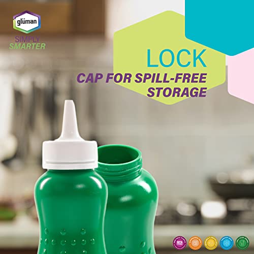 Gluman Squeezy 750 ml Sauce Bottle (Set of 2) for Clean & Mess-free Dispensing | 100% Food Grade | Dishwasher Safe | Freezer Safe | Ergonomically Designed | Reusable (Green) - Image 5
