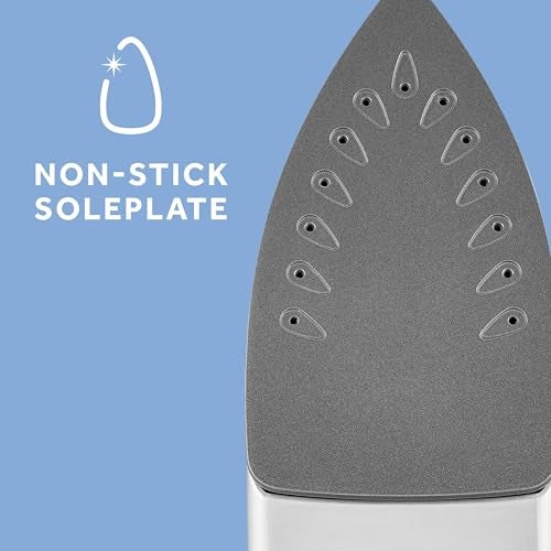 Sunbeam Compact Steam Iron, 1200 Watts, Non-Stick Soleplate, Powerful Shot of Steam, Horizontal or Vertical, Spray Mist, Precision Tip, White/Blue - Image 3