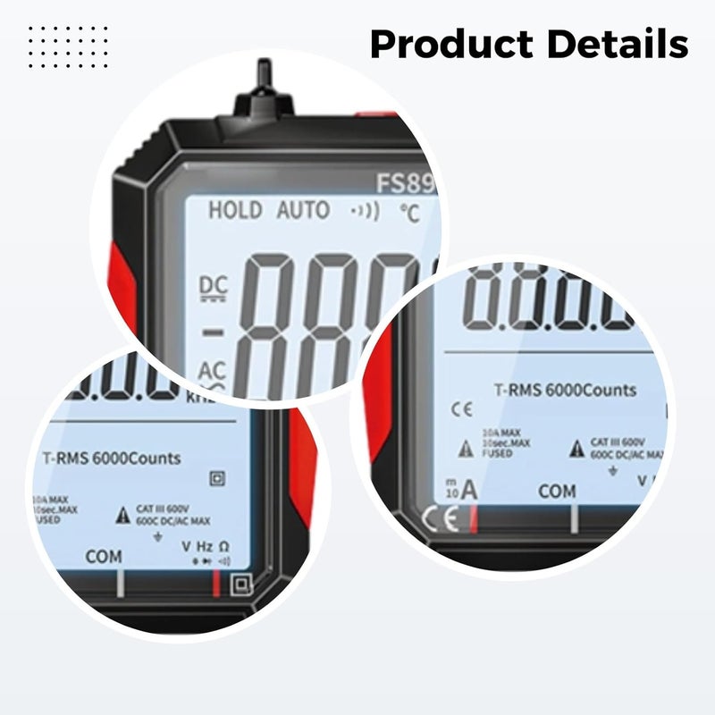 Rechargeable Digital Multimeter with Large Color Display, Ac Dc Voltage, Resistance, Capacitance, Diode, Temperature, Frequency, and Ncv - Image 2