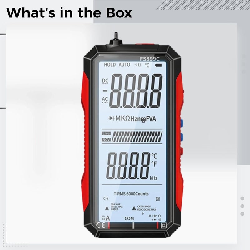 Rechargeable Digital Multimeter with Large Color Display, Ac Dc Voltage, Resistance, Capacitance, Diode, Temperature, Frequency, and Ncv - Image 4