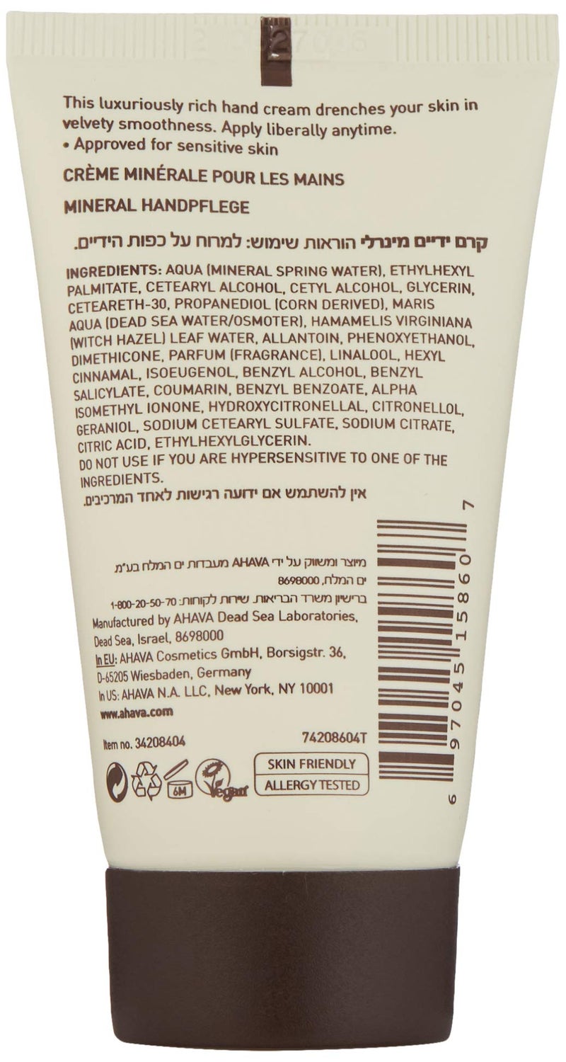 AHAVA Dead Sea Water Mineral Hand Cream, Original, Travel Size - Hand Moisturizer For Dry Cracked Hands, Light & Fast Absorbing, Enriched with Exclusive Osmoter, Witch Hazel & Allantoin, 1.3 Fl. Oz - Image 2