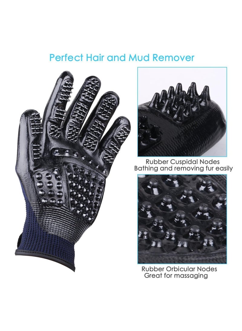 BestBuy Pet Grooming Gloves Improved Five Finger Design Rubber Glove Gentle De Shedding Brushes for Cats Dogs and Horses Blue - Image 3