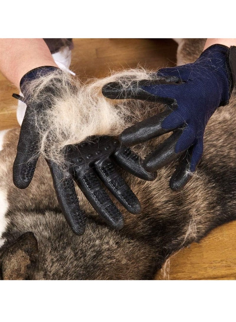 BestBuy Pet Grooming Gloves Improved Five Finger Design Rubber Glove Gentle De Shedding Brushes for Cats Dogs and Horses Blue - Image 5
