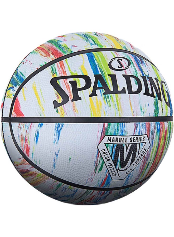 SPALDING Marble Print Basketball, Outdoor Wear-Resistant, Size 7 Rubber Basketball, 84-397Y, Colorful - Image 3
