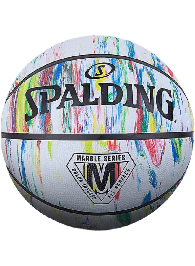 SPALDING Marble Print Basketball, Outdoor Wear-Resistant, Size 7 Rubber Basketball, 84-397Y, Colorful - Image 2