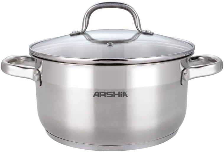 Arshia Stainless Steel Cookware Set with Glass Lids - 9-Piece Set - Image 2
