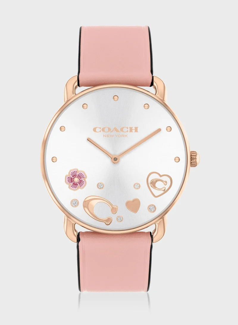 COACH Leather Strap Analog Watch