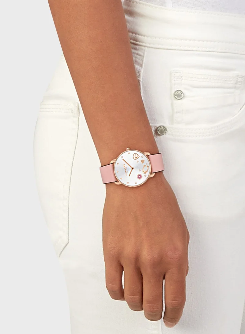 COACH Leather Strap Analog Watch