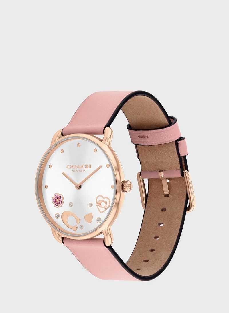 COACH Leather Strap Analog Watch