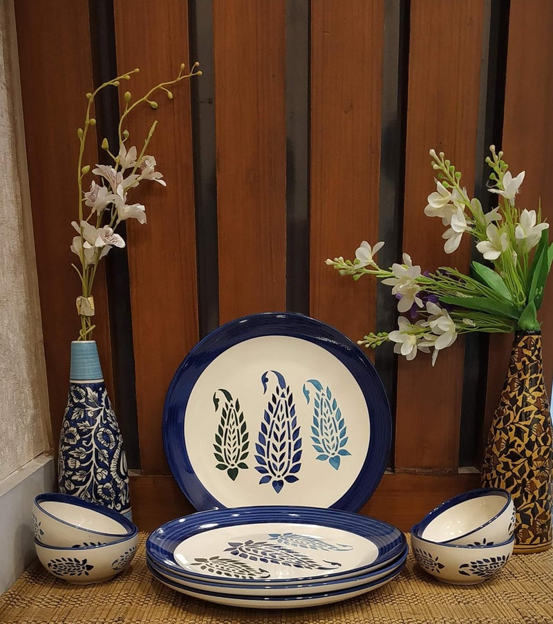 Caffeine Premium Stoneware Ceramic Handmade Blue Boota Combo Dinner Set (10 pcs.) - Image 2