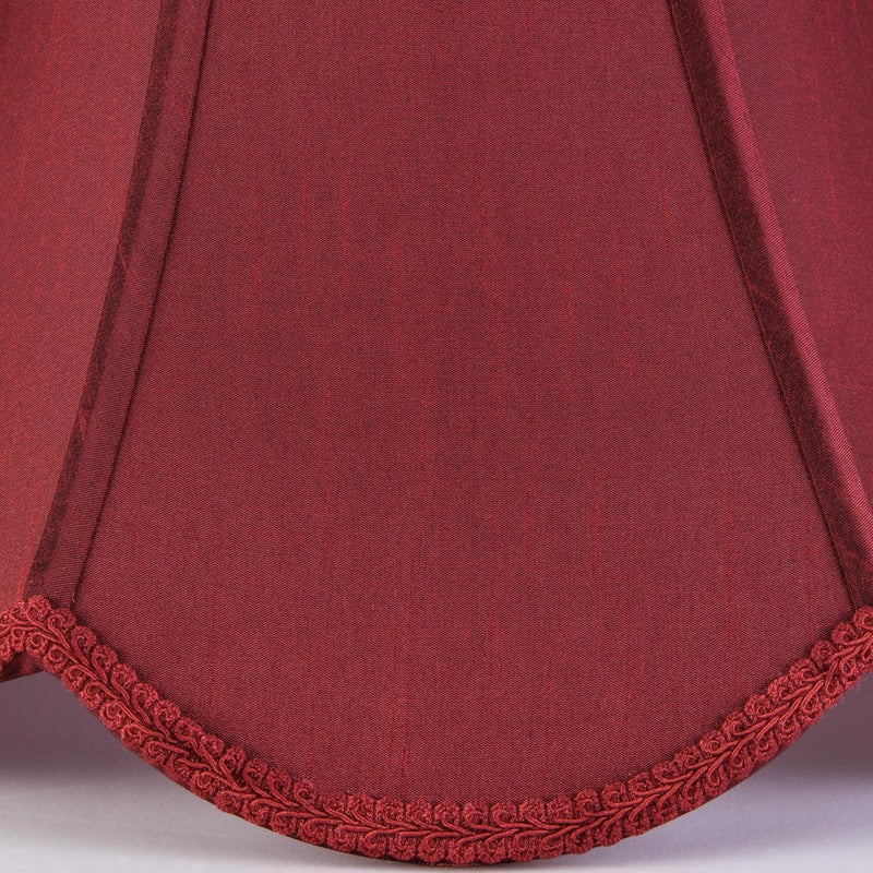 GO&SO Set of 2 Burgundy Bell Lamp Shades Scalloped Lamp Shade Petal Edge Braid 6"Top x 13"Bottom x 10.6"High (Spider) Silk Fabric Lampshades for Floor Lamp,Handmade DIY Table Lamp Shade Replacement - Image 3