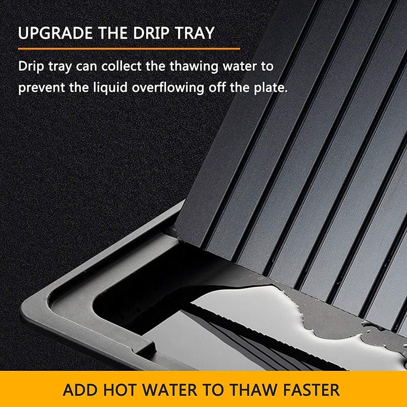 YUNDOOG Defrosting Tray for Frozen Meat Rapid and Safer - Thawing Tray for Frozen Meat with Drip - Natural Heating Defroster Miracle Thaw Large Size Upgrades 6mm - Image 4