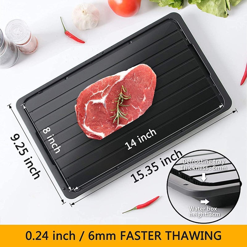 YUNDOOG Defrosting Tray for Frozen Meat Rapid and Safer - Thawing Tray for Frozen Meat with Drip - Natural Heating Defroster Miracle Thaw Large Size Upgrades 6mm - Image 2