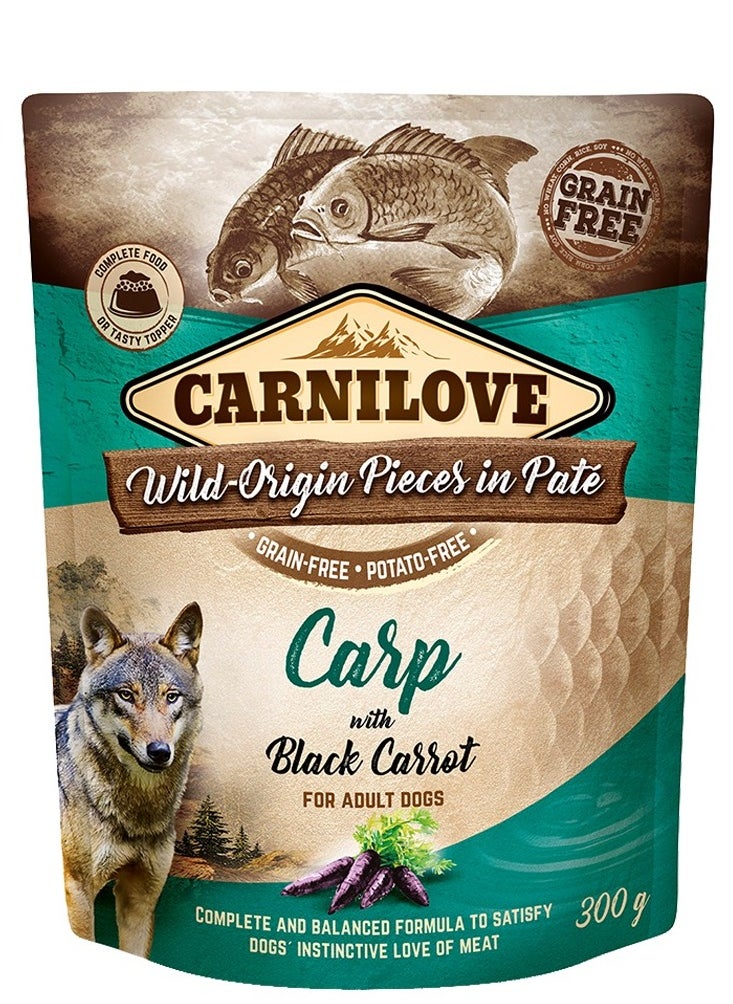 CARNILOVE - Carnilove Carp with Black Carrot for Adult Dogs (Wet Food Pouches) 12x300g - Image 1