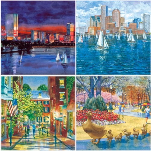 CoasterStone Boston Absorbent Set of Four Drink Coasters, 4.25 (AS9440) - Image 4