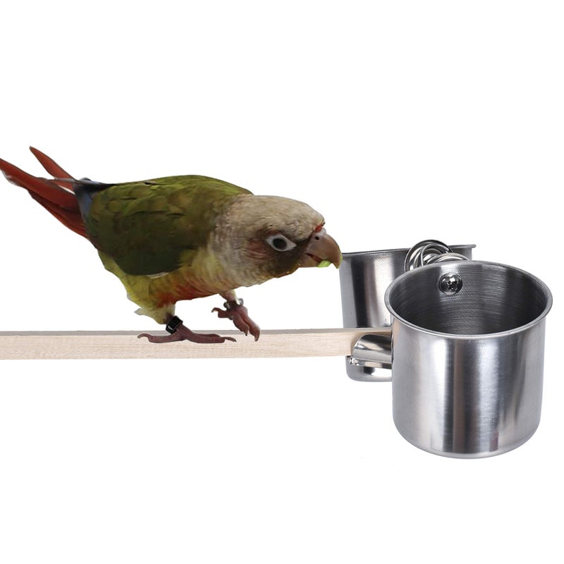 TBWHL Parrot Feeding Cups Hanging Pet Animal Stainless Steel Birdcage Bowls Bird Bowls for Cage Parakeet Bird Cage Accessories Suitable Small and Medium Bird S - Image 1