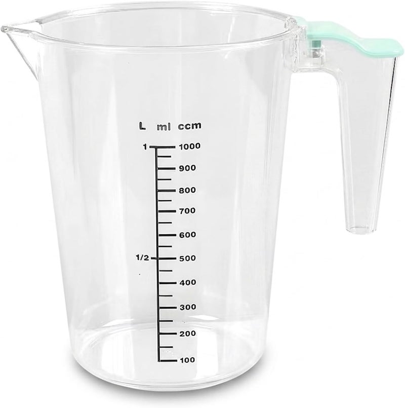 Cuisine Art 1000ml Measuring Jug Cup 1 Liter - Shatterproof Polycarbonate Heat-Resistant 120°C with L ml ccm Scale for Kitchen Restaurant Lab School Baking Cooking - Stackable BPA Free - Image 1