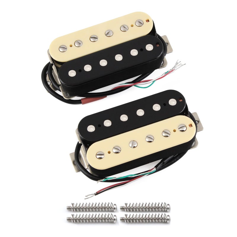 FLEOR Alnico 5 Guitar Pickup Double Coil Humbucker Pickups Neck and Bridge Set-Zebra - Image 1