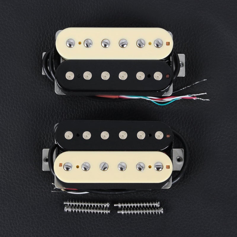 FLEOR Alnico 5 Guitar Pickup Double Coil Humbucker Pickups Neck and Bridge Set-Zebra - Image 3