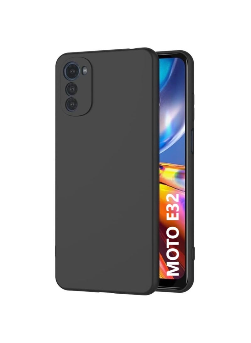 HuHa Motorola E32 Case Cover, Thin TPU Cover with Camera Protection Anti-Scratch Slim Fit Flexible Protective Moto E32 Cover - Black - Image 1